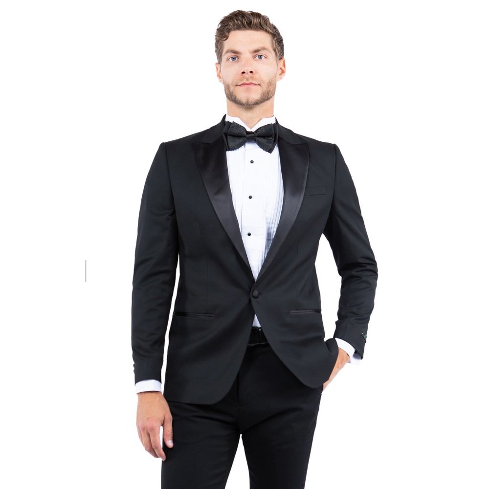 Peak Lapel (Tailored to Move and Flex) Tuxedo Separates Coat, Black by ZeGarie